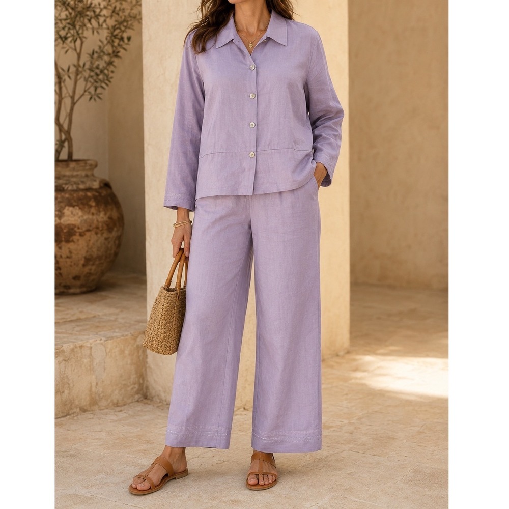 First Issue Liz Claiborne Linen Blend 2 Piece Set Lavender Purple XL 14 New xx